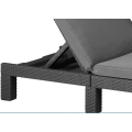 Chaise longue pliante en aluminium de piscine de rotin de PE avec le coussin